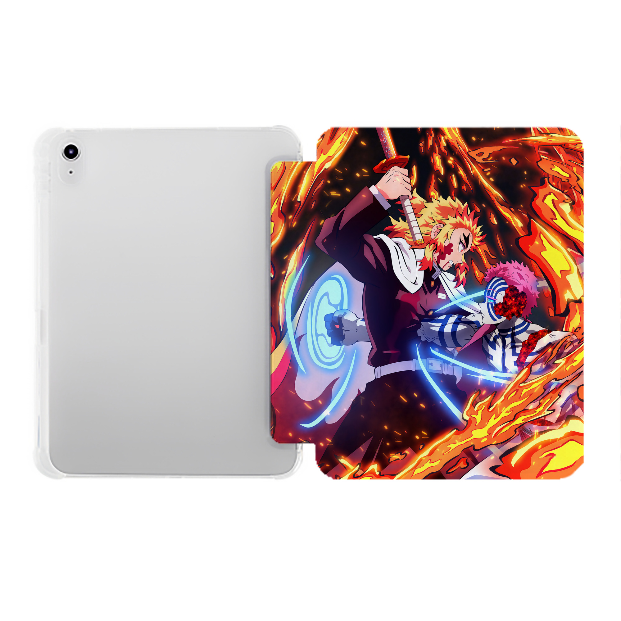 （画像用） 炎柱-煉󠄁獄 杏寿郎／れんごく きょうじゅろう Rengoku Kyoujurou IPad ケース ペン収納付き 三つ折りスタンド PUレザー×シリコン 対応機種9.5/10.5/10.9インチ